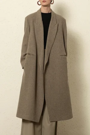 High Quality Women Woolen Coats Winter Double Faced Long 100% Wool Coats with Belt