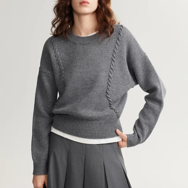Fashion Winter Thick Pullover Loose Knitted Wool Cashmere Sweater for Women