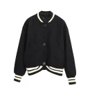 High Quality Winter Single Breasted Bomber Jacket Street Cropped Baseball Wool Coat Women