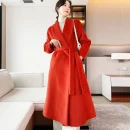 the Real Alpaca Hair Europe and America Elegant Loose Coat Medium Length High Quality  Cashmere Coat