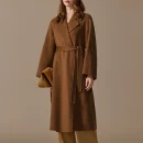 Winter Luxury Double Faced Long Handmade Woolen Coats Belted Genuine 100% Goat Cashmere Coat for Women
