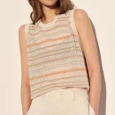 Summer O Neck Cotton Linen Knitwear Waistcoat Sleeveless Jacquard Knitted Vests for Women