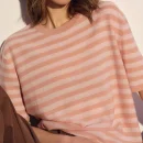 High Quality O Neck Knitwear Women 100% Wool Knitted Stripe T Shirts