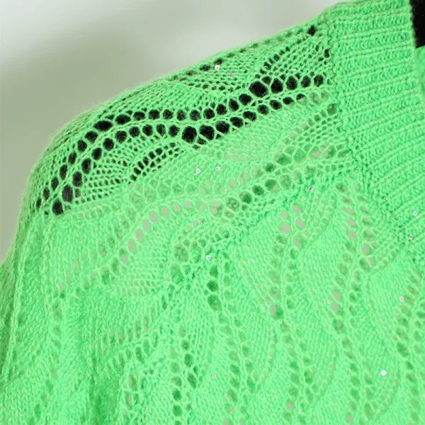 Drop Shoulder Wool Sweater Single Breasted 100% Cashmere Knitted Cardigan Women With Sequin - Image 4