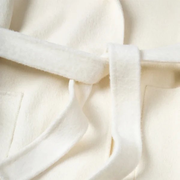 Winter Double Faced Hooded Woolen Coat Luxury Cropped Alpaca Wool Coats Women With Belt - Image 4