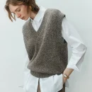 Fashion Solid Color V Neck Yak Cashmere Waistcoat Wool Knitted Vests With Pocket