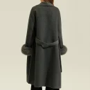 Winter Luxury Real Fox Fur Cuffs Wool Coat Double Faced Long Genuine Alpaca Coats for Women
