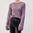 Long Sleeve Knitted Cashmere Sweaters Loose O Neck Cropped Knitwear for Women