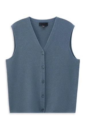 Summer Comfortable V Neck Waistcoat Sleeveless 100% Wool Knitted Vest for Women