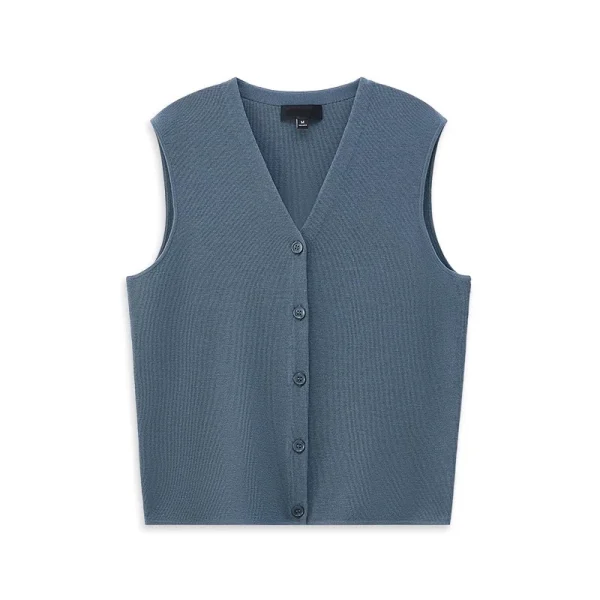 Summer Comfortable V Neck Waistcoat Sleeveless 100% Wool Knitted Vest for Women