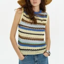 Sleeveless Summer Stripe Waistcoat Women Cropped Hollow Out Knitted Vest