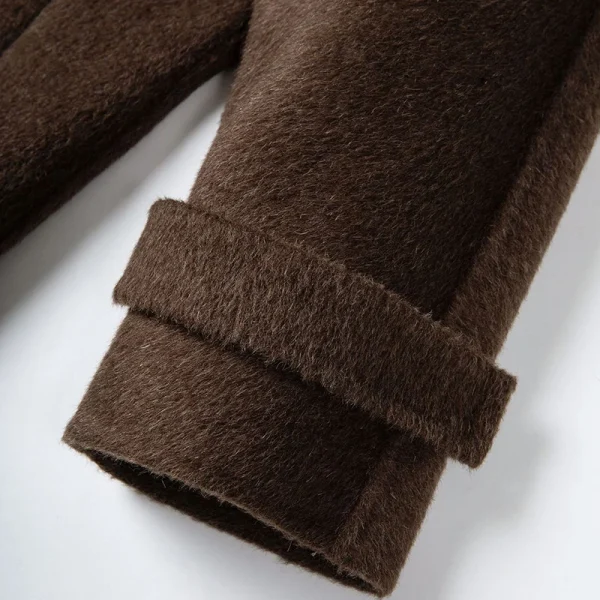 High Quality Real Camel Cashmere Coat Winter O Neck Long Genuine Wool Coats for Women - Image 4