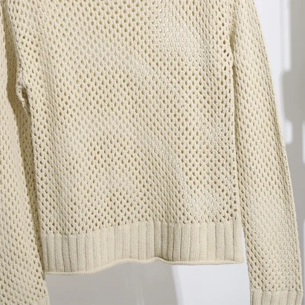 High Quality Long Sleeve Acrylic Pullover Hollow Out Cotton Knitted Sweater for Women - Image 4