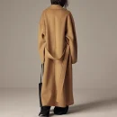 New Design Plus Size Belted Woolen Coat Winter Luxury Double Faced Long 100% Wool Coats for Women