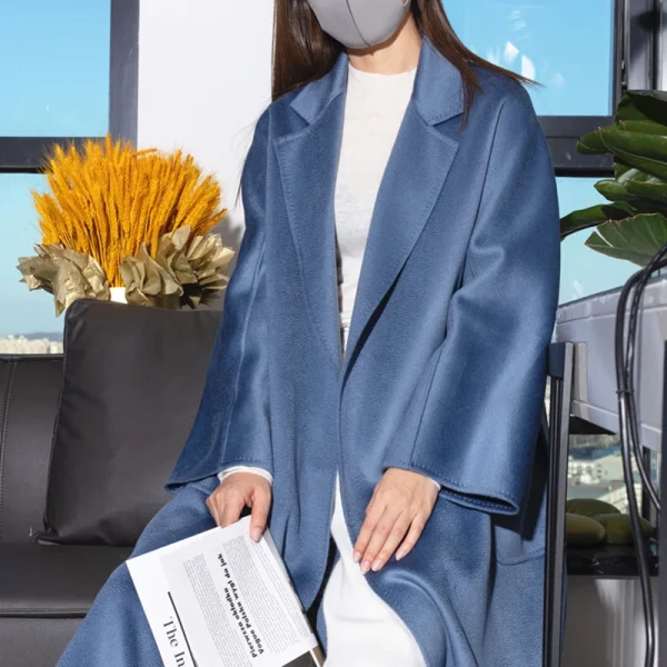 Winter Ladies Cashmere Coat European commuter Quality Goods Water Ripple Coat Hand Sewn - Image 6
