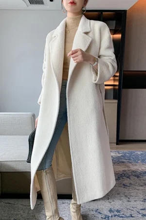 Small Batch Clothing Processing High Quality the Real Alpaca Hair Thickening Keep Warm Women's (clothing) Cashmere Coat