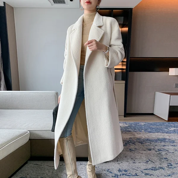 Small Batch Clothing Processing High Quality the Real Alpaca Hair Thickening Keep Warm Women's (clothing) Cashmere Coat