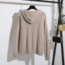 Cashmere Pullover Hoodie Winter Spring Women 100% Wool Knitted Sweater With Drawstring Hood