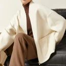 Winter Baseball Woolen Coat Women Short Double Faced 100% Wool Coat With Zipper