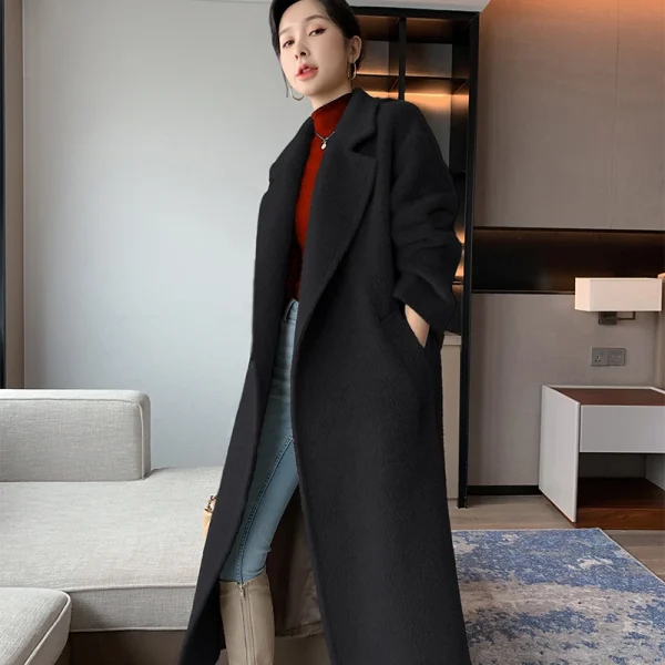 Small Batch Clothing Processing High Quality the Real Alpaca Hair Thickening Keep Warm Women's (clothing) Cashmere Coat - Image 5