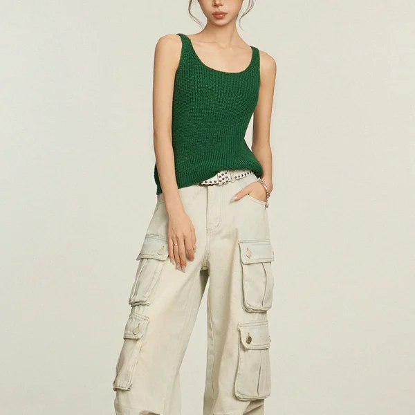Summer Casual Tank Tops Sleeveless Pullover Women Knitted Vest - Image 5