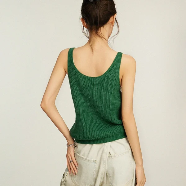 Summer Casual Tank Tops Sleeveless Pullover Women Knitted Vest - Image 2