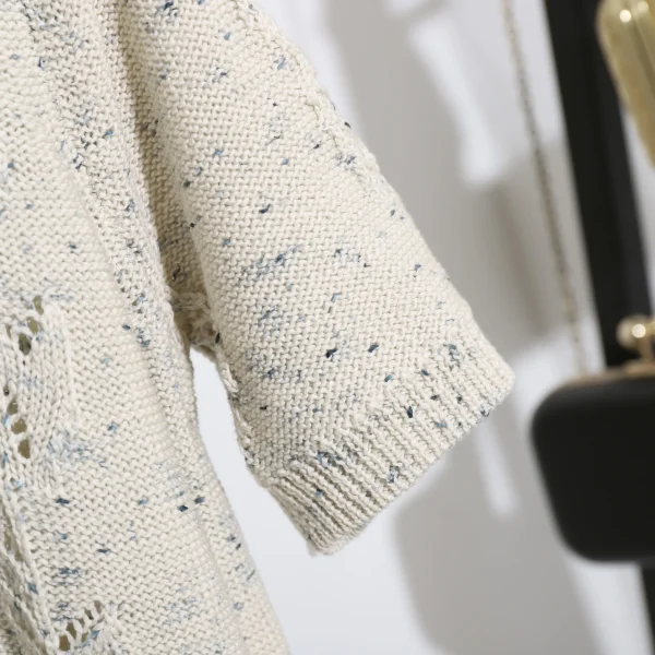 High Quality Short Sleeve Fashion Pullover Mercerized Cotton Knitted Sweater for Women - Image 5