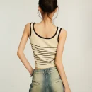 Summer Striped Sleeveless Sweater Pullover Women Knitted Cotton Vest