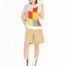 Canvas Puzzle O Neck Sleeveless Waistcoat 100% Cotton Knitted Sweater Vest Women