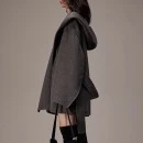 Winter Luxury Handmade Camel Hair Coat Double Faced Cropped Wool Coats Women with Hood
