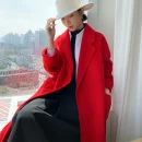 The Real High-end Autumn and Winter Double-sided Wool Cashmere Soft Coat Solid Color Jacket Sticker Bag