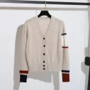 High Quality Single-Breasted V Neck Knitted Wool Sweater Cashmere Cardigan for Women