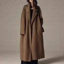 New Design Plus Size Belted Woolen Coat Winter Luxury Double Faced Long 100% Wool Coats for Women