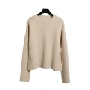 High Quality 100% Wool O Neck Pullover Winter Warm Knitted Sweater for Women