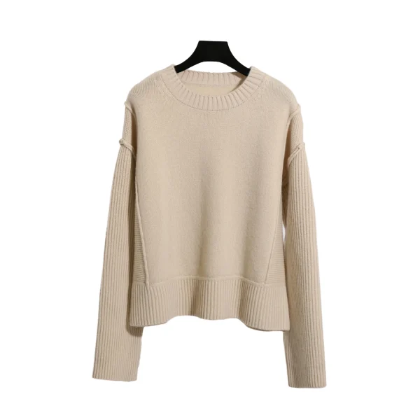 High Quality 100% Wool O Neck Pullover Winter Warm Knitted Sweater for Women
