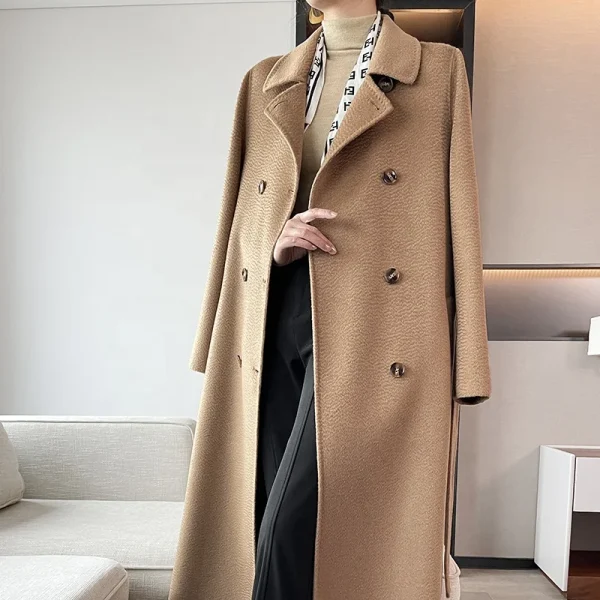 This Year's New Authentic High Quality 100% Cashmere Coat Casual Short Minimalist Loose Wool Coat - Image 3