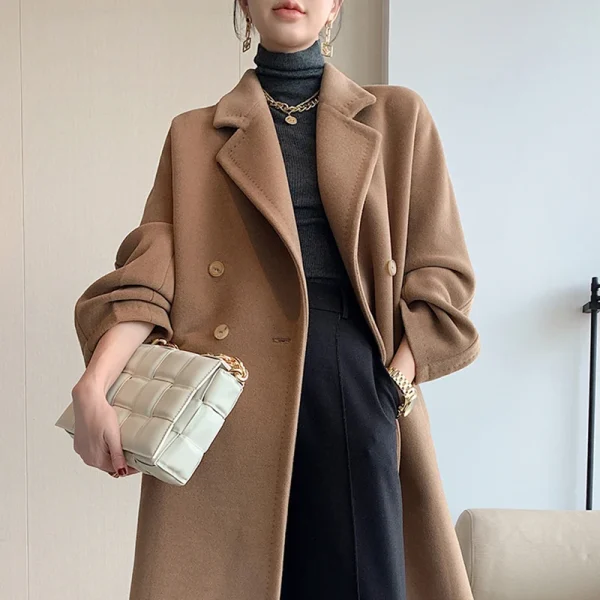 Winter Cashmere Coat New Pattern Design Peru Hot Jacket commuter Double-breasted Handmade - Image 3