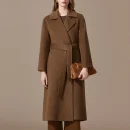 High End Single Faced Long Cashmere Coat Women Luxury 100% Camel Hair Coats With Belt