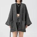 Knitted Cardigan Coat Winter Vintage Wool Cardigans Women With Belt
