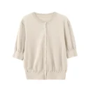 High Quality Single Breasted Knitted Cardigan Summer Wool Acetate Half Sleeve Knitwear for Women