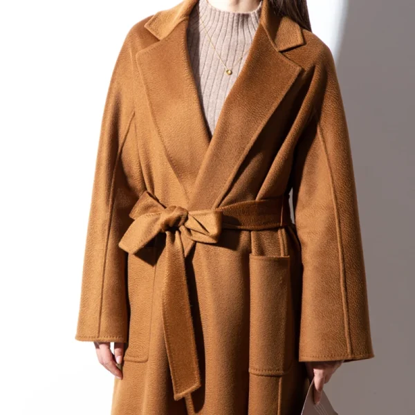 Winter Ladies Cashmere Coat European commuter Quality Goods Water Ripple Coat Hand Sewn - Image 2