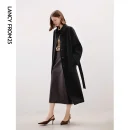 Wool High-grade Lapel Black Mid-length Trench Coat 2025 Autumn New French Temperament Top