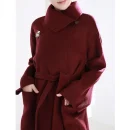 Small Batch Clothing Processing Winter High-quality Women's Designer 100%cashmere Coat European Fashion commuter Lacing