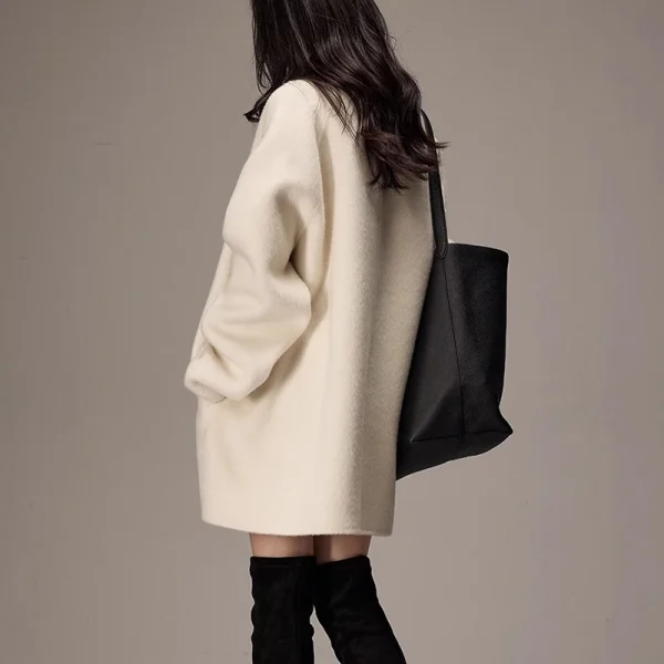 High End Double Faced Woolen Camel Hair Coat Winter Luxury Wool Coat for Women - Image 2