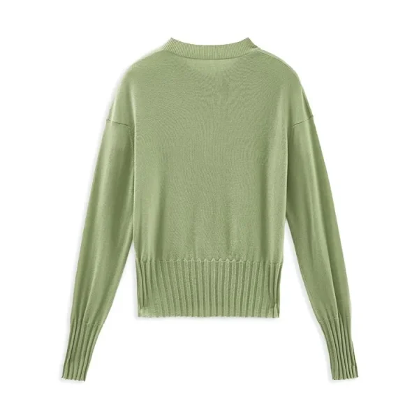 Breathable Knitwear Single Breasted 100% Wool Knitted Cardigan for Women - Image 2