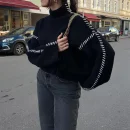 100% Wool Knitwear Long Sleeve Jacquard Knitted Pullover Sweater for Women