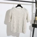 High Quality Short Sleeve Fashion Pullover Mercerized Cotton Knitted Sweater for Women