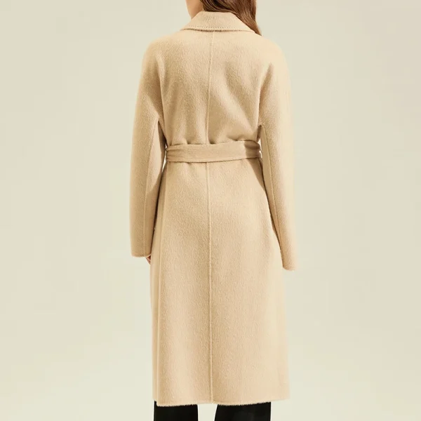 High Quality Double Faced Real Cashmere Coat Women Luxury Long Genuine 100% Camel Hair Coats With Belt - Image 2