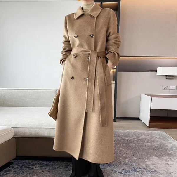 This Year's New Authentic High Quality 100% Cashmere Coat Casual Short Minimalist Loose Wool Coat - Image 4