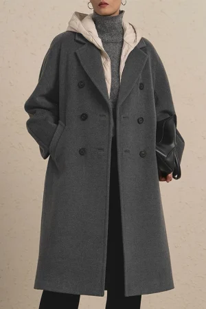 High Quality Luxury Cashmere Silk Coat Winter Warm Women Double Faced Long Wool Coat